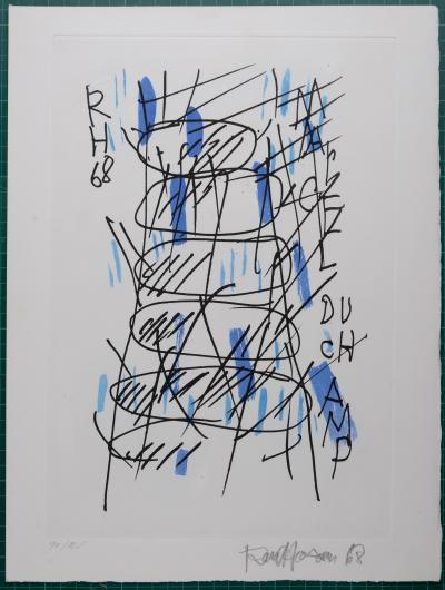 Raoul HAUSMANN - Marcel Duchamp, 1971 - Aquatinte signée à la main 2