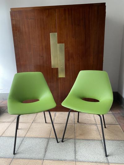 Pierre Guariche - Paire de chaises modèle Tonneau - Edition Steiner  - Circa 1955 2