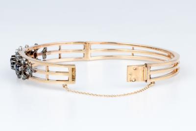 Bracelet Jonc en or rose 18 carats, argent, saphirs et diamants 2