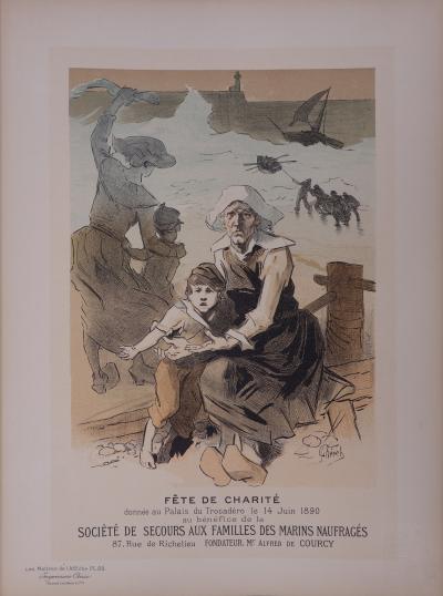 Jules CHERET : Bretagne, Famille des Marins, 1897 - Lithographie originale signée 2