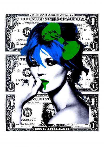 Death NYC - Kate Moss $ Green 2015 - Sérigraphie originale signée 2