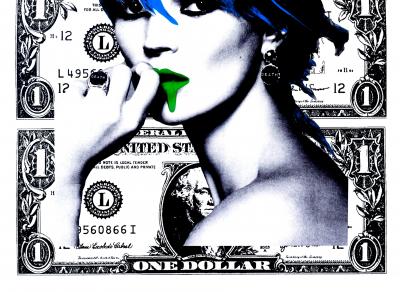 Death NYC - Kate Moss $ Green 2015 - Sérigraphie originale signée 2
