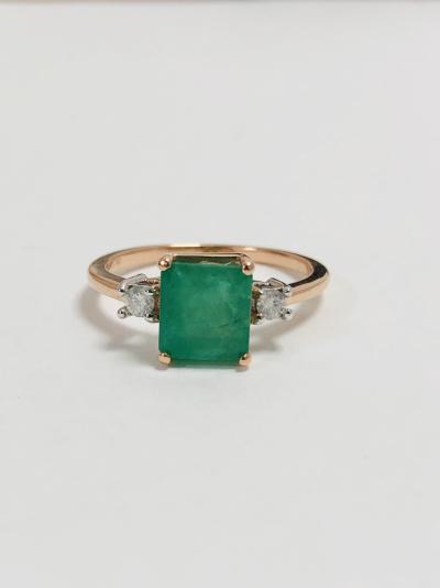 14ct rosegold emerald diamond ring 2