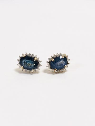 14ct yellow gold sapphire and diamond earrings 2