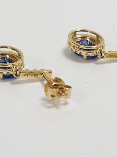 14c rosegold Ceylon sapphire earrings 2
