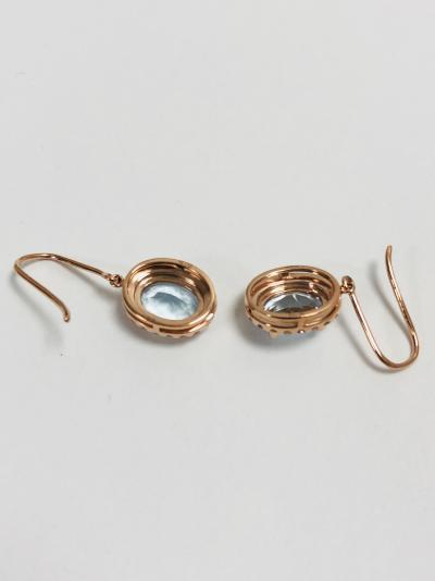 14ct rose gold aquamarine nd diamond earrings 2