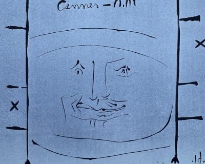Pablo PICASSO : Blue face for Madoura - Original handsigned linocut 2