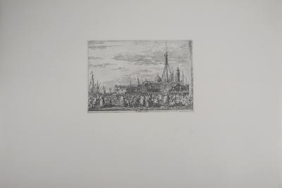 Giovanni Antonio CANAL (d’après) - Le Marché sur le Môle à Venise, 1975 - Héliogravure signée 2
