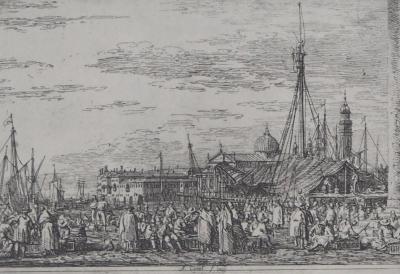 Giovanni Antonio CANAL (d’après) - Le Marché sur le Môle à Venise, 1975 - Héliogravure signée 2