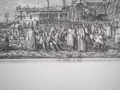 Giovanni Antonio CANAL (d’après) - Le Marché sur le Môle à Venise, 1975 - Héliogravure signée 2