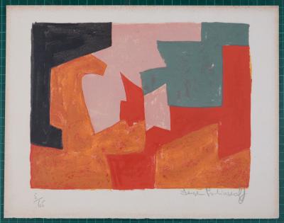 Serge POLIAKOFF - Composition orange, 1959 - Lithographie originale signée au crayon 2