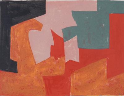 Serge POLIAKOFF - Composition orange, 1959 - Lithographie originale signée au crayon 2