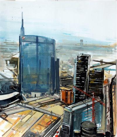 Alessandro Russo, Milan New Profiles 2014, acrylique sur carton, 60x70 cm 2