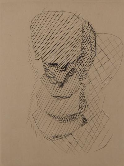 Jacques VILLON - Tête cubiste - Gravure signée et numérotée 2