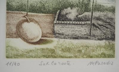 Michel PARADIS - Sur la route - Gravure signée et numérotée 2
