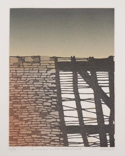 Jean SOLOMBRE - Les campagnes aux toits sourds et muets, 1981 - Gravure signée et numérotée 2