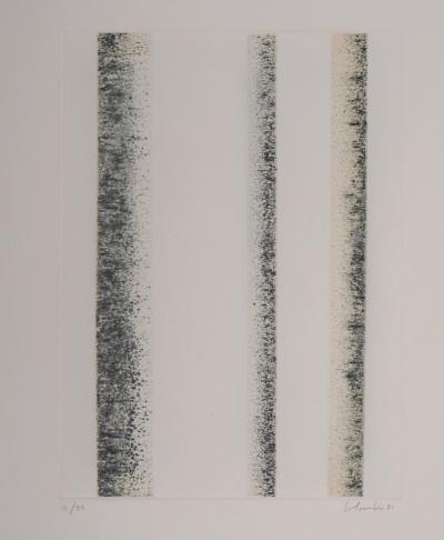 Jean SOLOMBRE - Trois troncs de bouleaux, 1981 - Gravure signée et numérotée 2