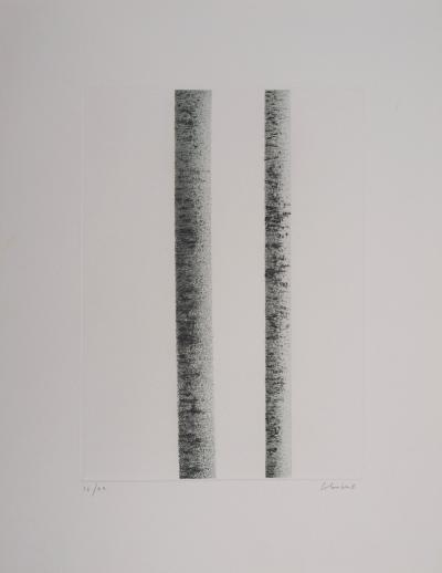 Jean SOLOMBRE - Troncs de bouleaux à deux, 1981 - Gravure signée et numérotée 2