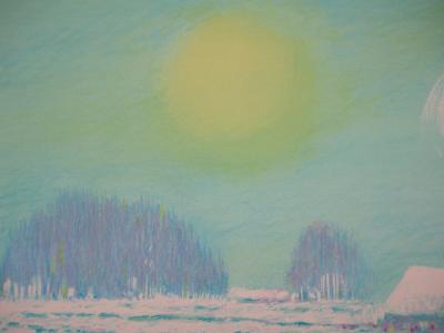 Claude MANOUKIAN - Normandie : Champ sous la neige - Lithographie originale, Signée 2