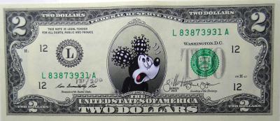 Jeff GILETTE - Corona 2nd wave, 2020 - Billet de 2 dollars signée et numérotée 2