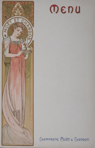 Alphonse MUCHA - Menu Champagne Moët & Chandon, 1899 - Petite lithographie originale 2