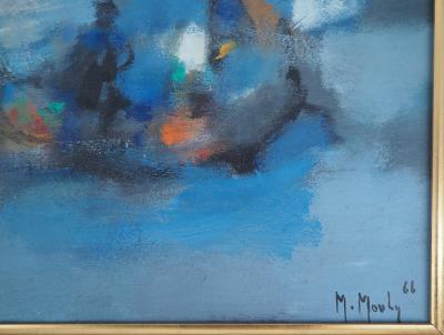 Marcel MOULY : Bateaux, les voiles bleues, 1966 - Huile sur toile signée 2