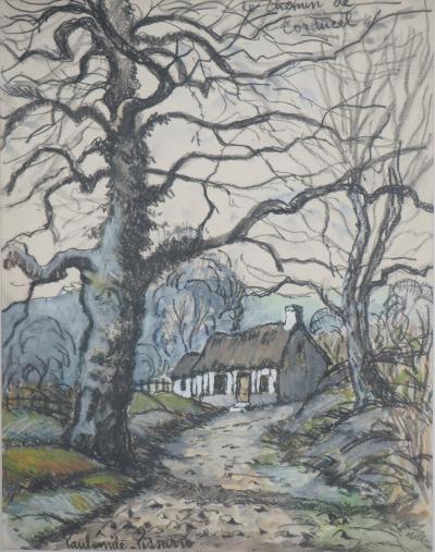 Paul Emile PISSARRO - Normandie, la vieille ferme - Aquarelle originale, Signée 2