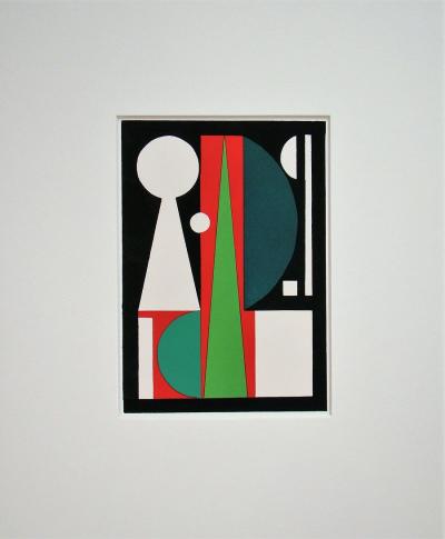 Auguste HERBIN (d’après) - Composition abstraite, 1952 - Pochoir aux couleurs de gouache 2
