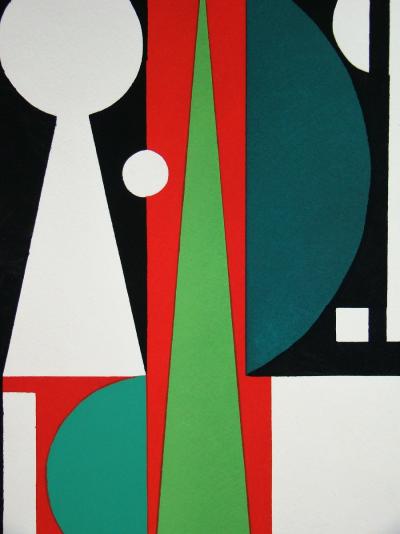 Auguste HERBIN (d’après) - Composition abstraite, 1952 - Pochoir aux couleurs de gouache 2