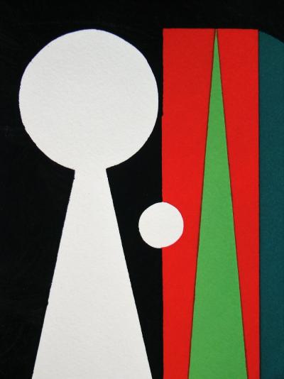 Auguste HERBIN (d’après) - Composition abstraite, 1952 - Pochoir aux couleurs de gouache 2