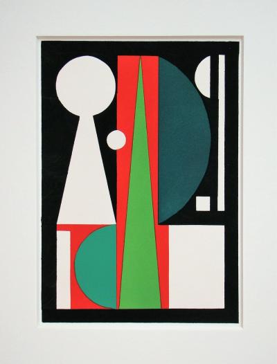 Auguste HERBIN (d’après) - Composition abstrait, 1952 - Pochoir à la gouache 2