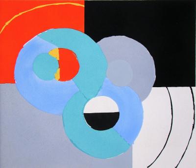 Sonia DELAUNAY (d’après) - Composition abstraite, 1952 - Pochoir à la gouache 2