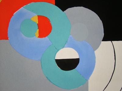 Sonia DELAUNAY (d’après) - Composition abstraite, 1952 - Pochoir à la gouache 2