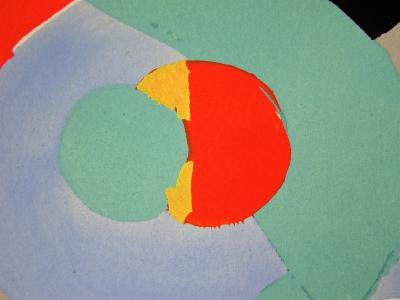 Sonia DELAUNAY (d’après) - Composition abstraite, 1952 - Pochoir à la gouache 2