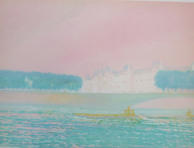 Claude MANOUKIAN - La péniche - Lithographie signée et dédicacée 2