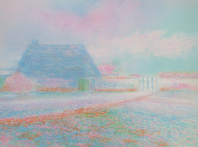 Claude MANOUKIAN - La ferme bleue - Lithographie signée et dédicacée 2
