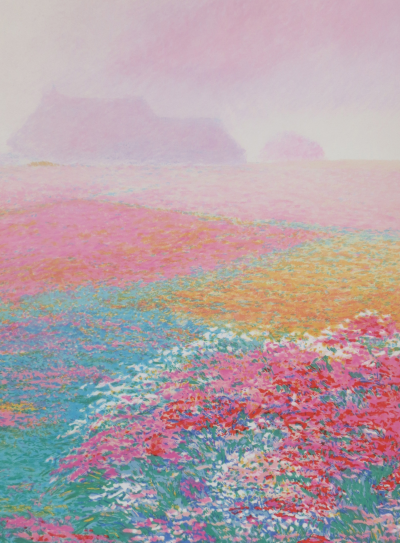 Claude MANOUKIAN - La ferme rose - Lithographie signée et dédicacée 2