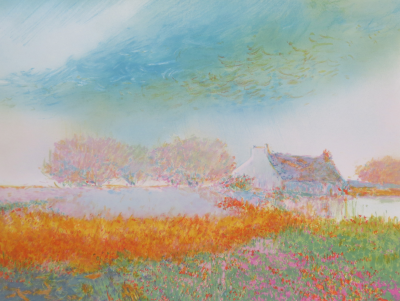 Claude MANOUKIAN - La Ferme à Saint-Aubin - Lithographie signée et dédicacée 2