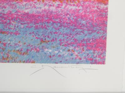 Claude MANOUKIAN - Promenade rose - Lithographie signée et dédicacée 2