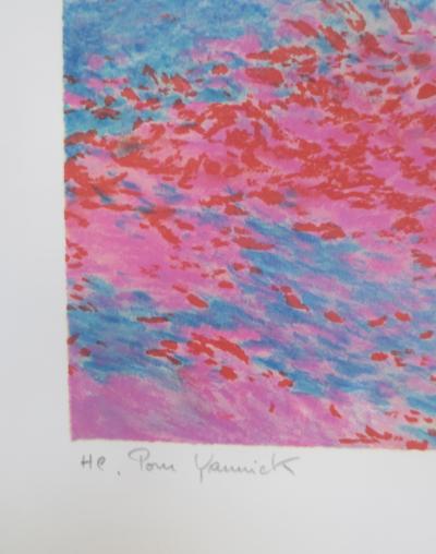 Claude MANOUKIAN - Paysage bleu - Lithographie signée et dédicacée 2