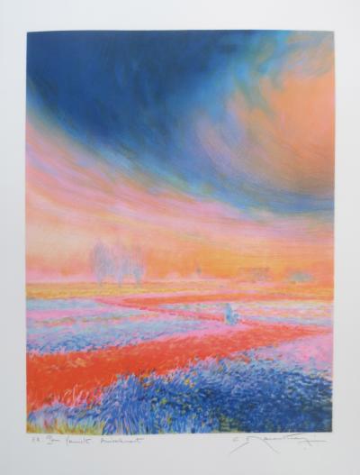Claude MANOUKIAN - Coucher de soleil - Lithographie signée et dédicacée 2