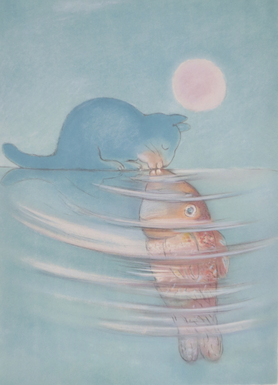 André DAHAN - Le poisson et le chat, 1997 - Lithographie signée et dédicacée 2