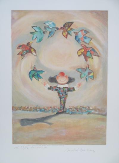 André DAHAN - Le clown jongleur - Lithographie signée et dédicacée 2