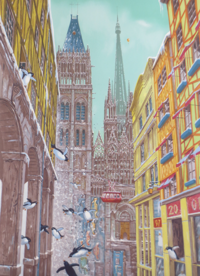 Dominique VERVISCH - Pingouins, 2001 - Lithographie signée et dédicacée 2