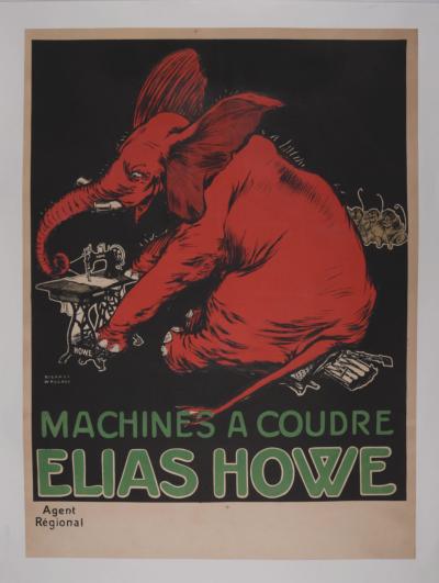 Richard WALLACE - Machine à coudre Elias Howe, 1898 - Affiche originale dos sur lin 2