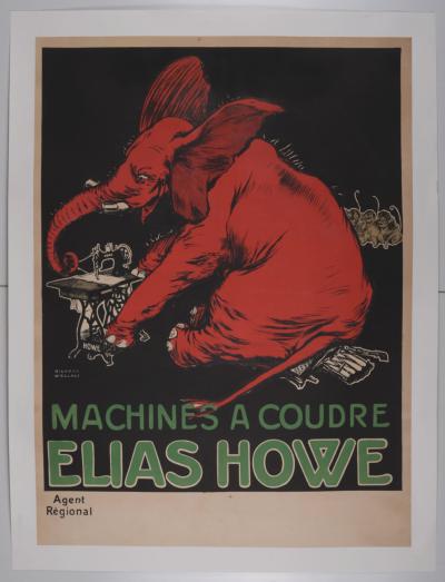 Richard WALLACE - Machine à coudre Elias Howe, 1898 - Affiche originale dos sur lin 2