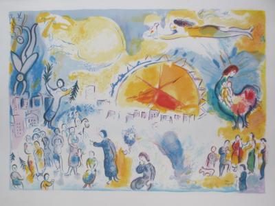 Marc CHAGALL (nachher) - Die Weihnachtsprozession - Lithographie auf dem Teller signiert 2