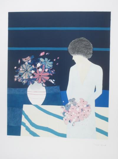 André VIGUD - Femme au bouquet - Lithographie signée au crayon 2
