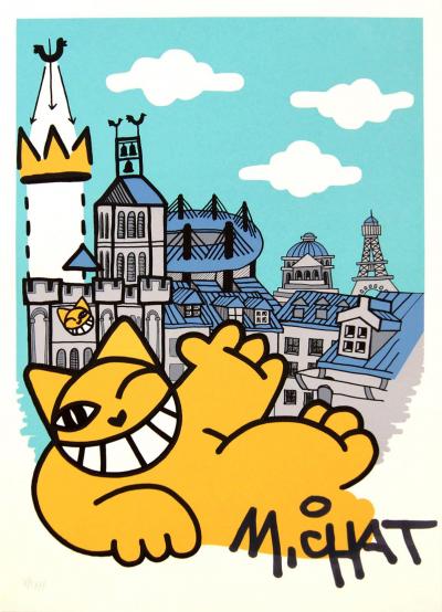 M. Chat - Vœux  à St Denis, 2017 - Sérigraphie signée au crayon 2