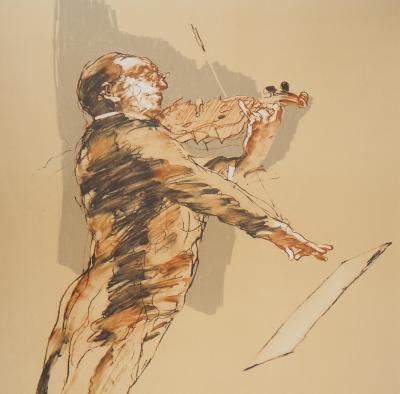 Claude WEISBUCH: Violoniste solo - Lithographie originale signée au crayon 2